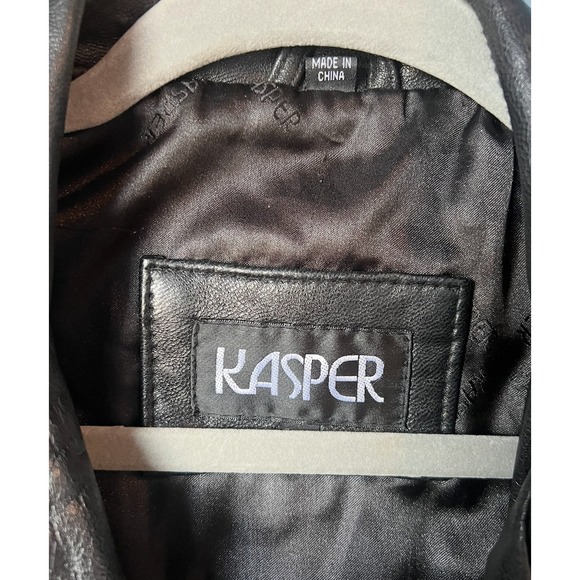 Y2K Vtg Womens Large Black Real Leather Jacket Embroidered Floral Biker Boho - Picture 10 of 10